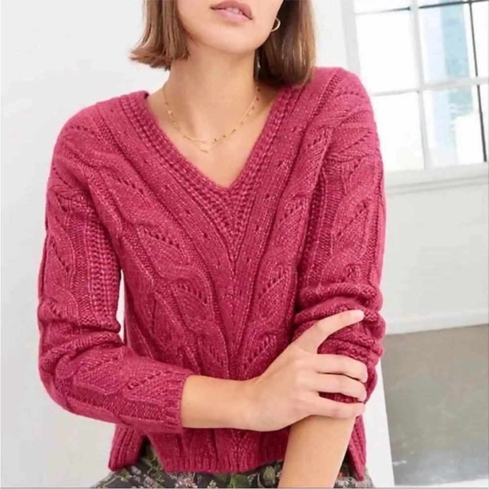 Anthropologie Chunky Cableknit Sweater, Size Small
